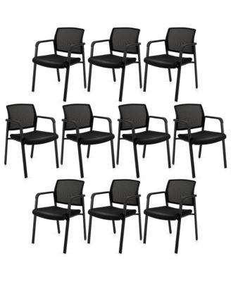 10-Pack Office Conference Chair Set Mesh Guest Reception Stack Chairs with Caster Wheels