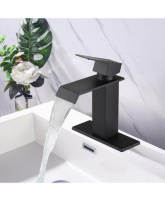Waterfall Spout Bathroom Faucet, Single Handle Bathroom Vanity Sink Faucet