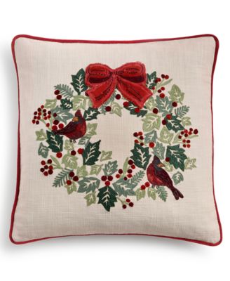 Cardinal Wreath Decorative Pillow, 18" x 18"