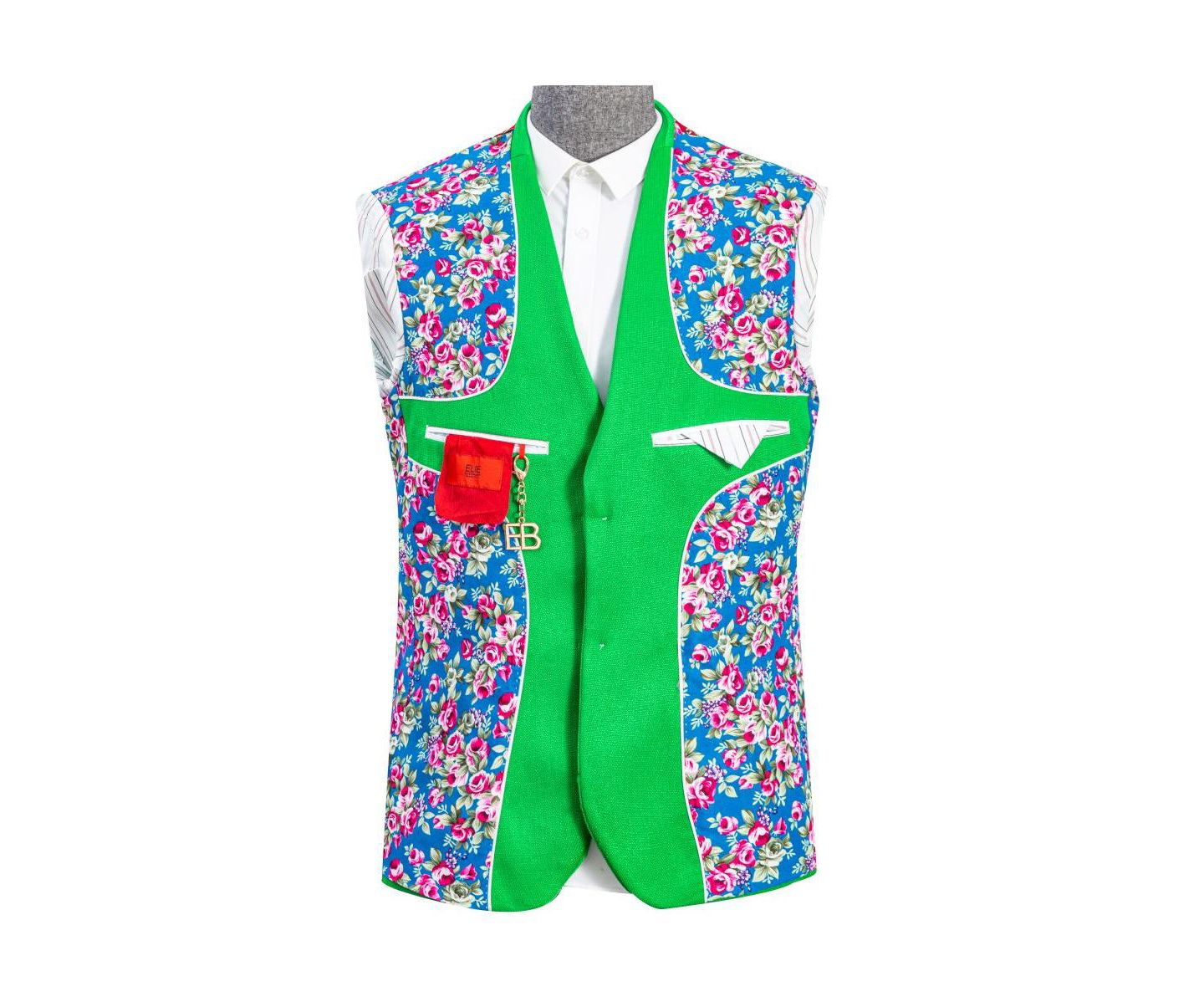 Мужская куртка Elie Balleh Slim Fit Solid Blazer Sports Coat, цвет: Зелёный — фото 5