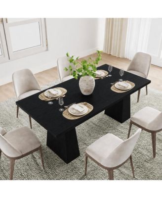 Farmhouse 71 Inch Dining Table for 6 to 8, Heavy Duty Legs, Widened Desktop, Multi Purpose Wooden Table for Home Office Living Room