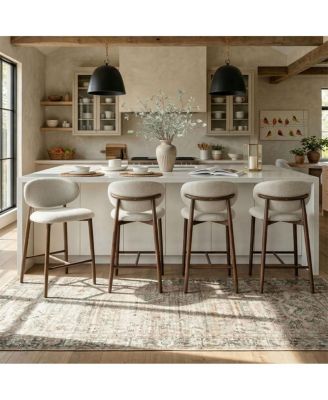  Set of 4 Upholstered Counter Stools with Back, 25.5" Seat Height