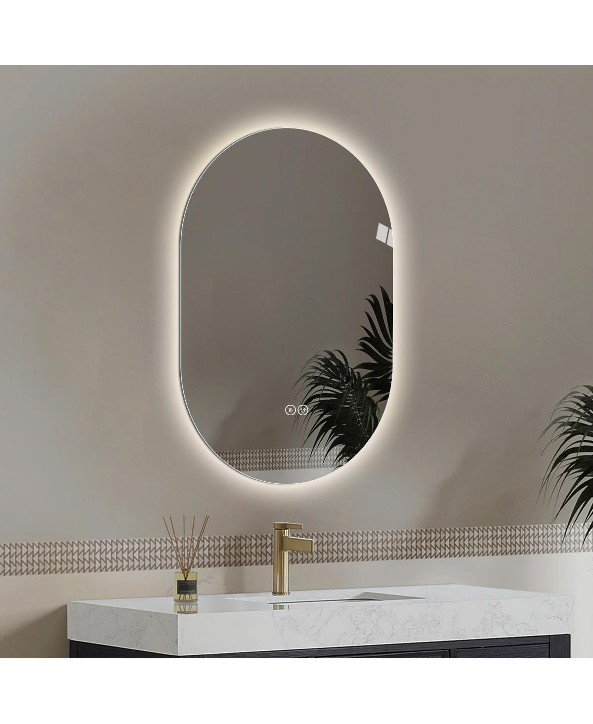Laoties 48" x Oval Wall-Mounted Led Touch Bathroom Mirror, Anti-Fog Vanity Mirror for Home or Barber Shop