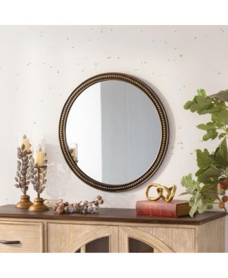 23.6" Vintage Round Wall-Mounted Accent Mirror for Living Room or Bathroom Decor
