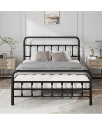 Full Size Metal Platform Bed Frame with Headboard, Heavy Duty, Under-Bed Storage, No Box Spring Needed