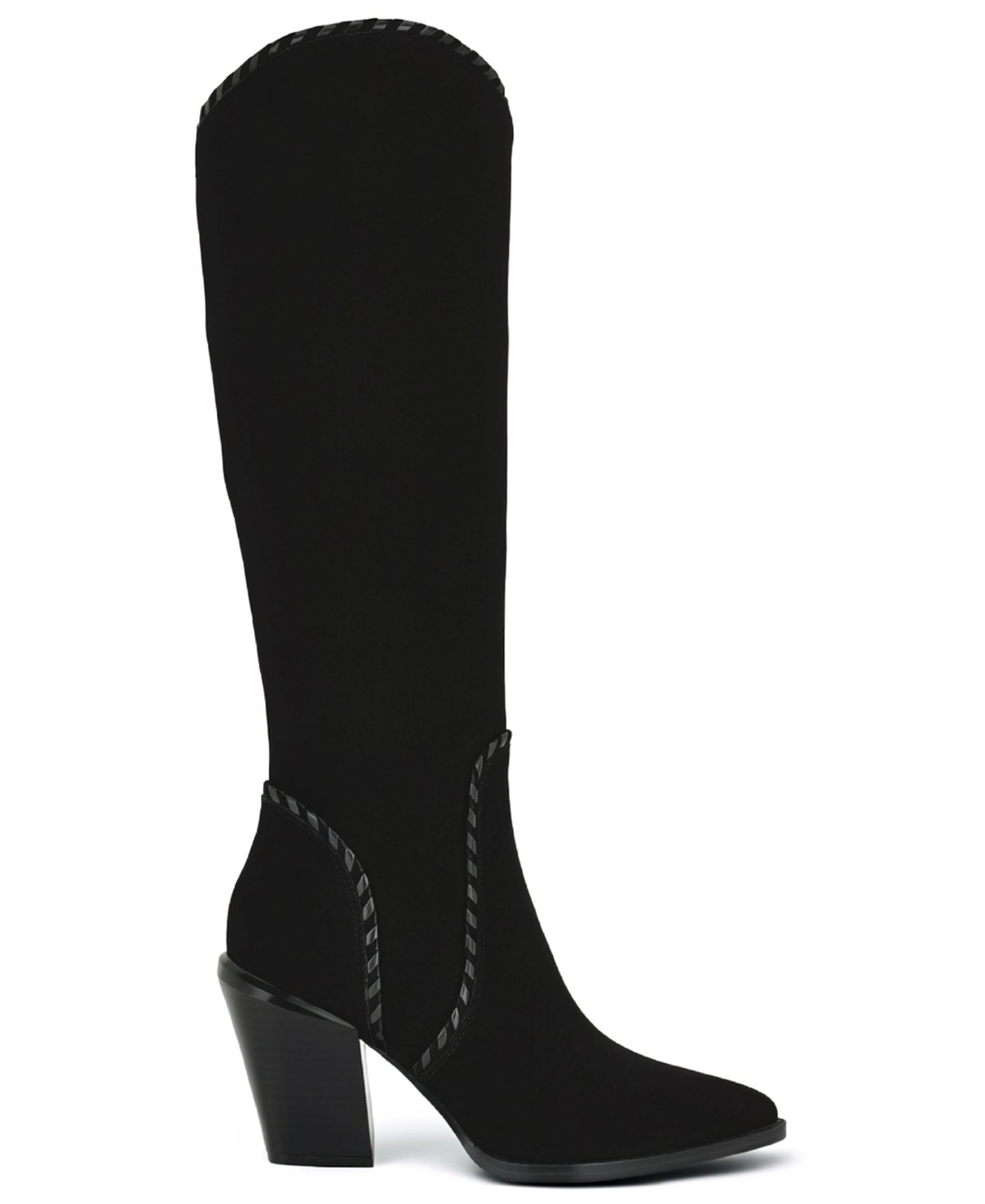 Женские ботинки Nine West Rosco Suede Whipstitch Tall Block Heel, цвет: Чёрный замшевый — фото 2
