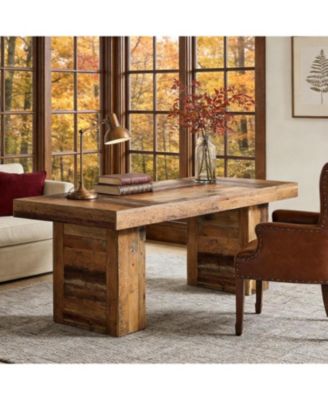 63" Large Executive Desk, Farmhouse Computer Office Desk Wooden Writing Table