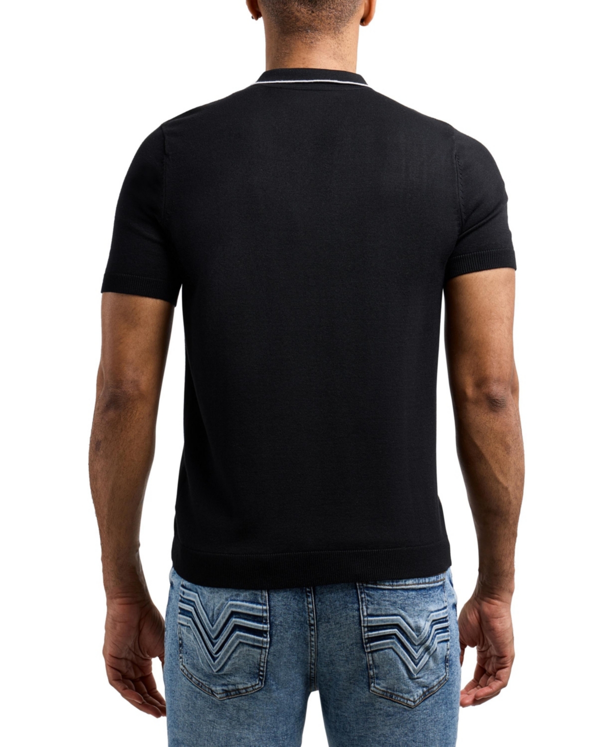 Xray Men's Johnny Collar Textured Stripe Sweater Polo