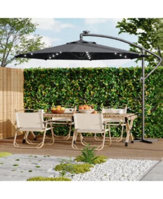 10Feet Offset Cantilever Umbrella, Waterproof UV-Resistant, Adjustable Tilt, Steel Frame and Cross Base for Deck, Pool, Backyard