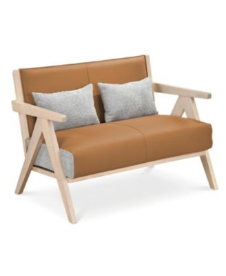 Modern Loveseat Sofa for Small Rooms with Cushioned Seat and Wood Frame