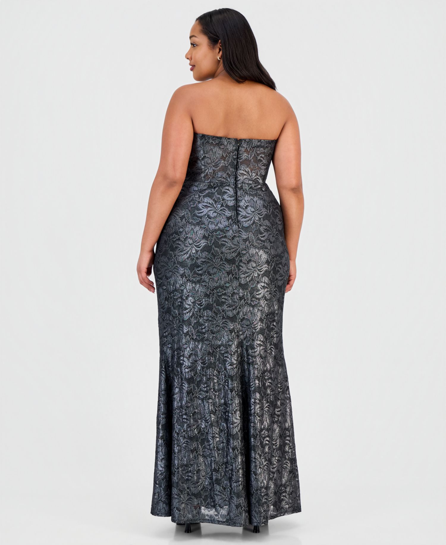 Trendy Plus Size Corset Metallic Gown