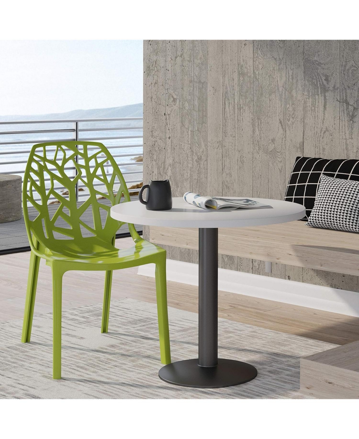 LeisureMod Cornelia Stackable Dining Chair Set of 2 Spring Cut-Out Tree Design Acrylic Accent Side Chair for Kitchen, Living Room, and Dining Area