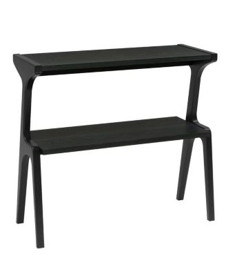 2-Tier Slim End Table Solid Wood Sofa Side Table with Storage Shelf