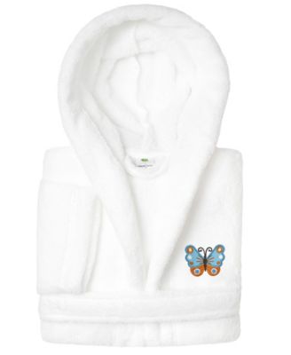 Kids Butterfly Super Plush Double-Brushed Hooded Bathrobe