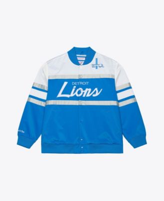 Men's Blue Detroit Lions Head Coach Lightweight Full-Snap Satin Jacket