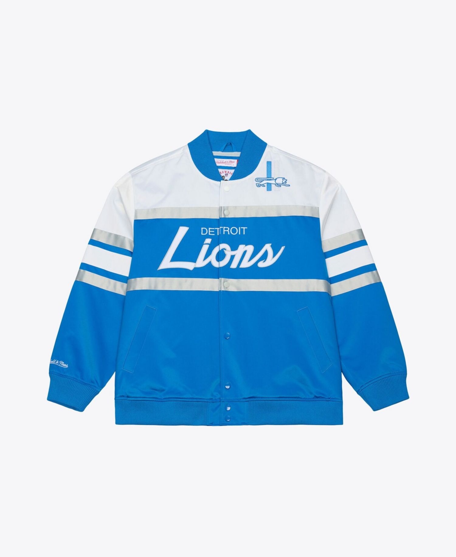 Men's Blue Detroit Lions Head Coach Lightweight Full-Snap Satin Jacket
