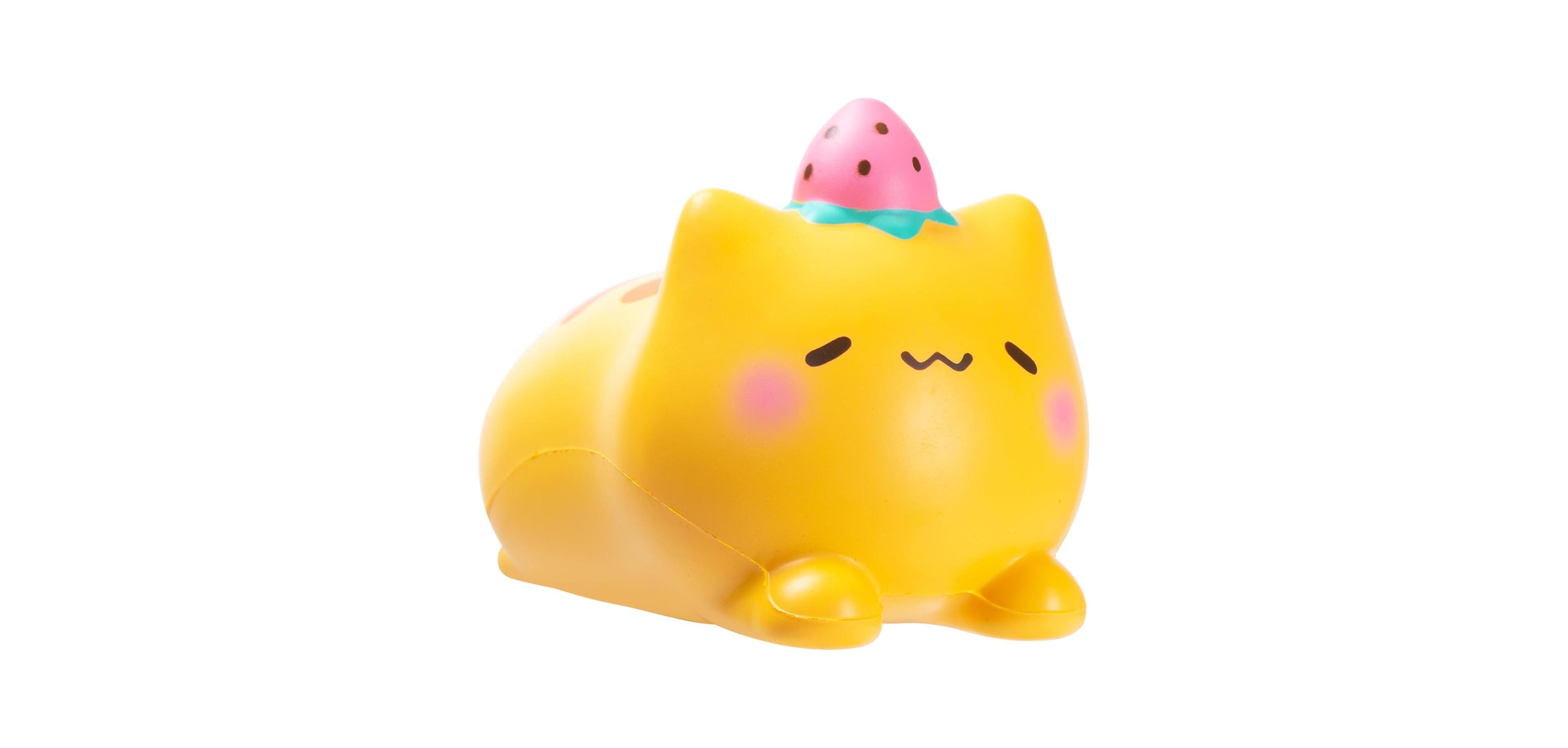 Hamee Squishy Jumbo Toy Pet Animal Figure Slow Rising Cute Birthday Gift, Stress Relief, Collectible Deskterior Play Doll - Strawberry Cat