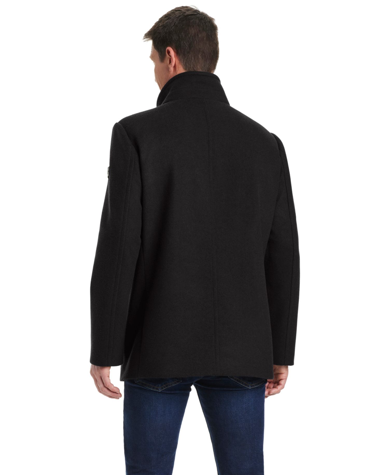 Men's Funnel Neck Wool Blend Car Coat