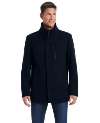 Men's Funnel Neck Wool Blend Car Coat