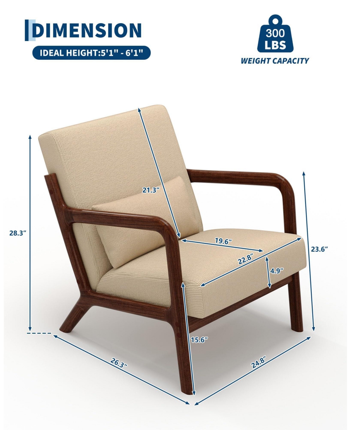 gaomon 2-piece corduroy accent chairs with mid-century design, sturdy wood frame, lumbar pillow, and comfy seating for living room or bedroom.