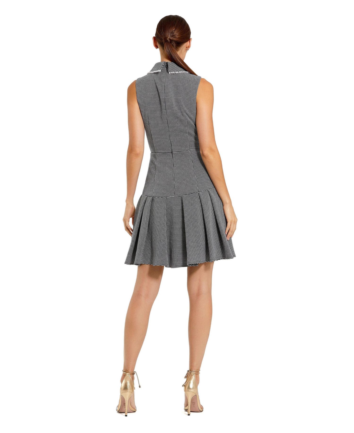 Women's Sleeveless Boucle Mini Dress with Peter Pan Collar