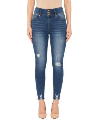 Women's Three Button Tummy Tuck High Rise Skinny