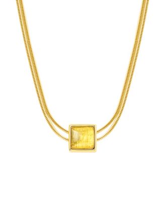 Citrine Gold Evil Eye Charm November Birthstone Necklace
