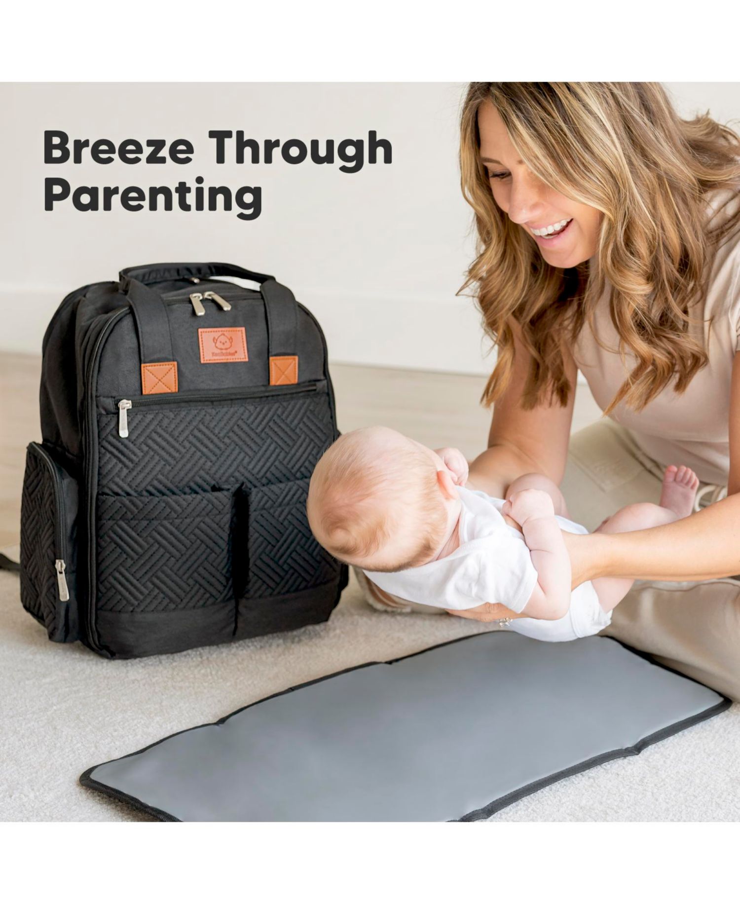 Bree Diaper Bag Backpack, Waterproof Baby Diaper Bags with Changing Pad, Girl, Boy, 2 Kids Travel Essentials