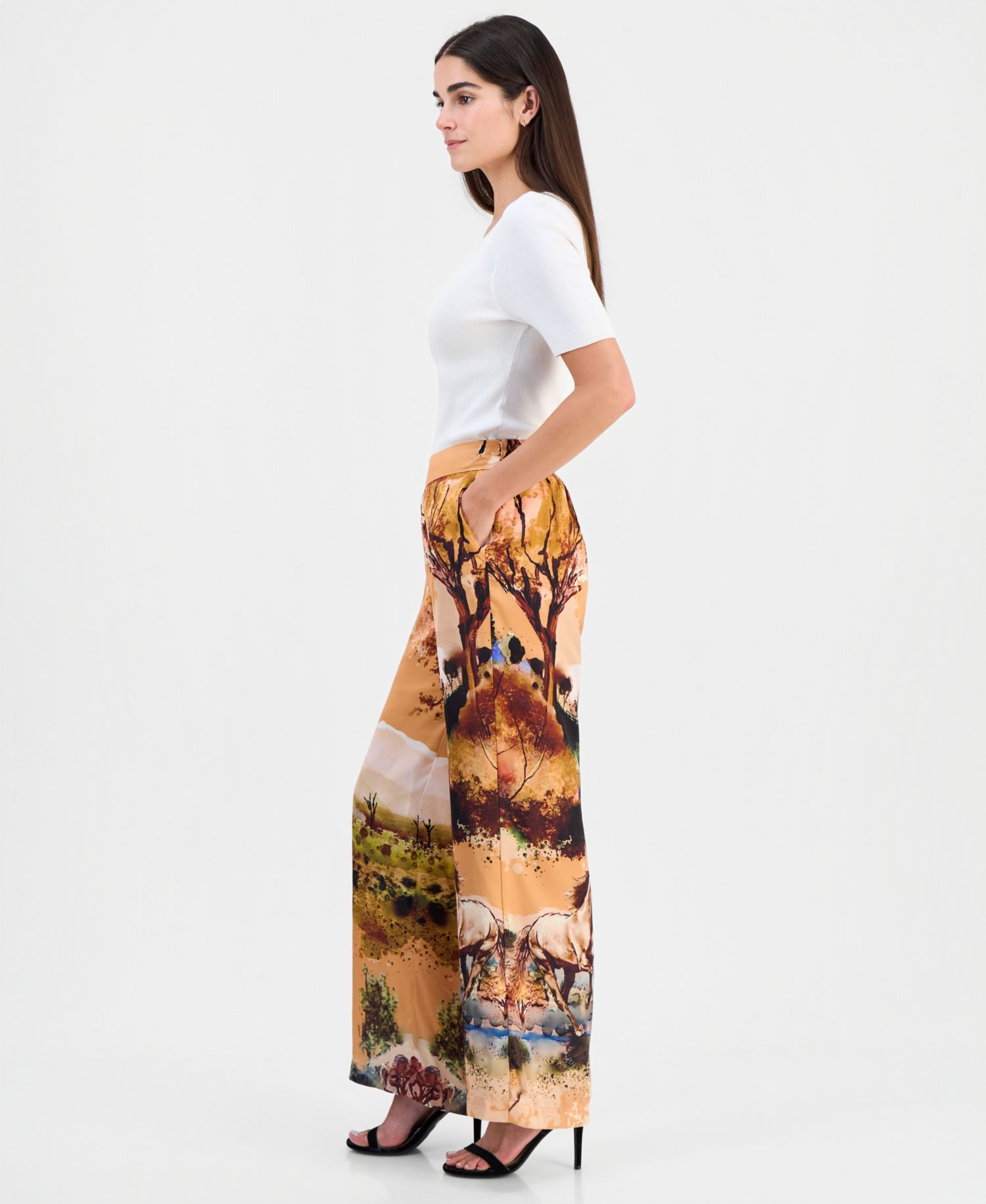 Women's Printed Pull-On High-Rise Pants
