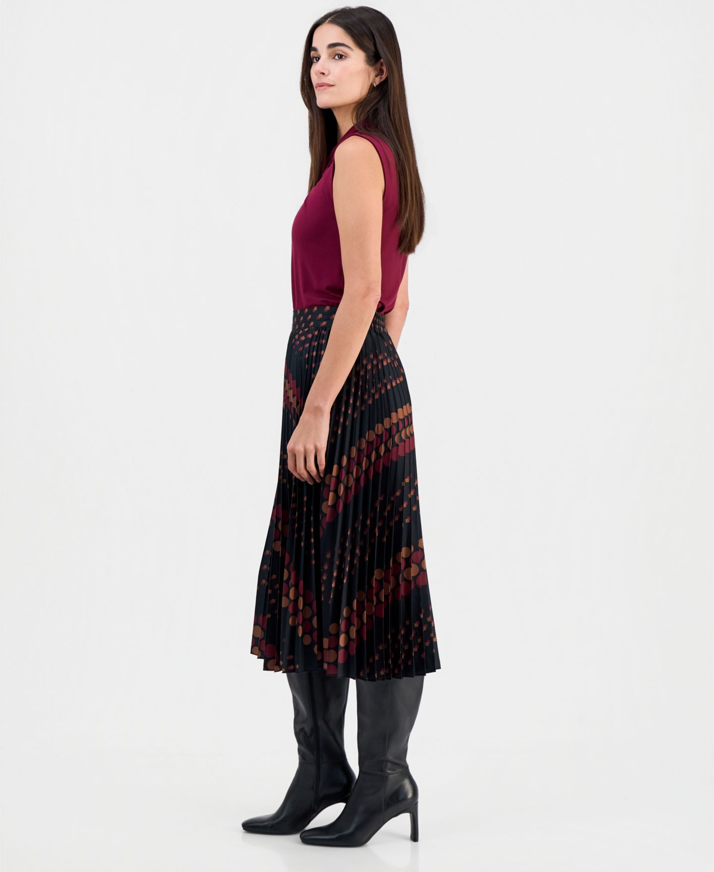 Женская юбка T Tahari Printed Pull-On Pleated Midi, цвет: С принтом — фото 2