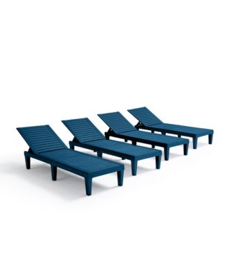 Set of 4 Adjustable and Waterproof Outdoor Patio Chaise Lounge Chairs