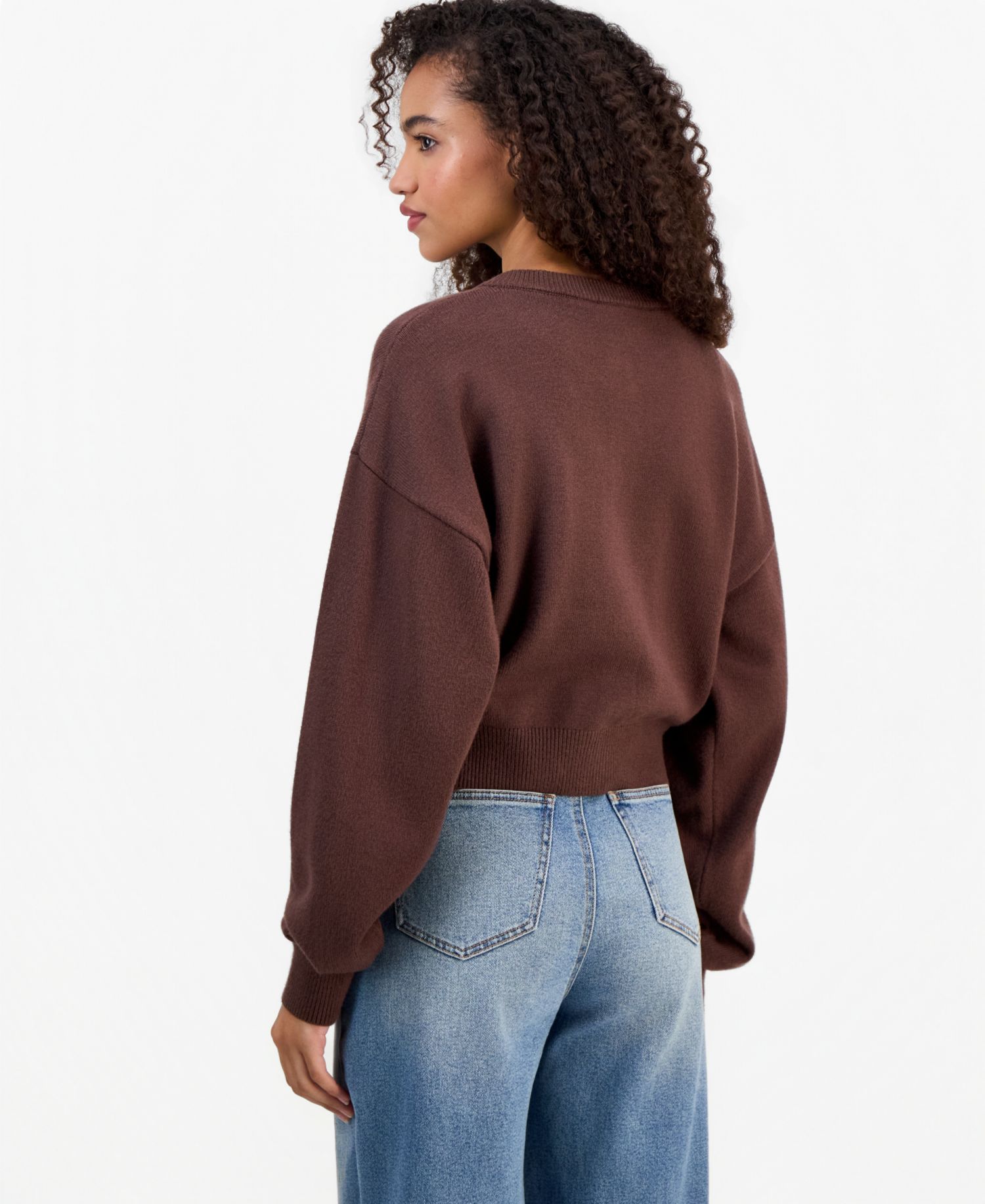 Juniors' Crewneck Cropped Cardigan