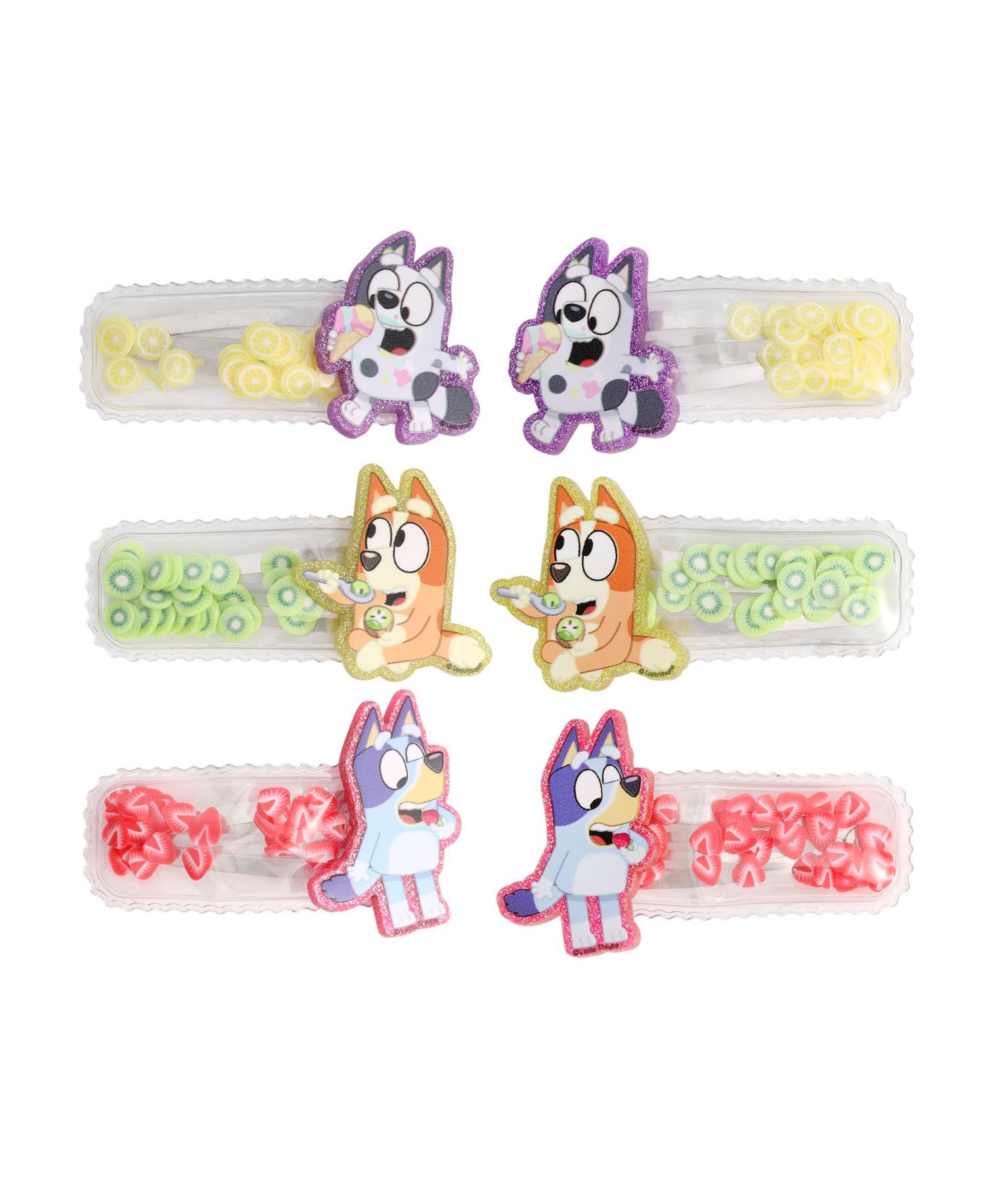 Hair Clip 6-Piece Set Official License, Snap Back Shaker Hair Clips, Bluey Accessories