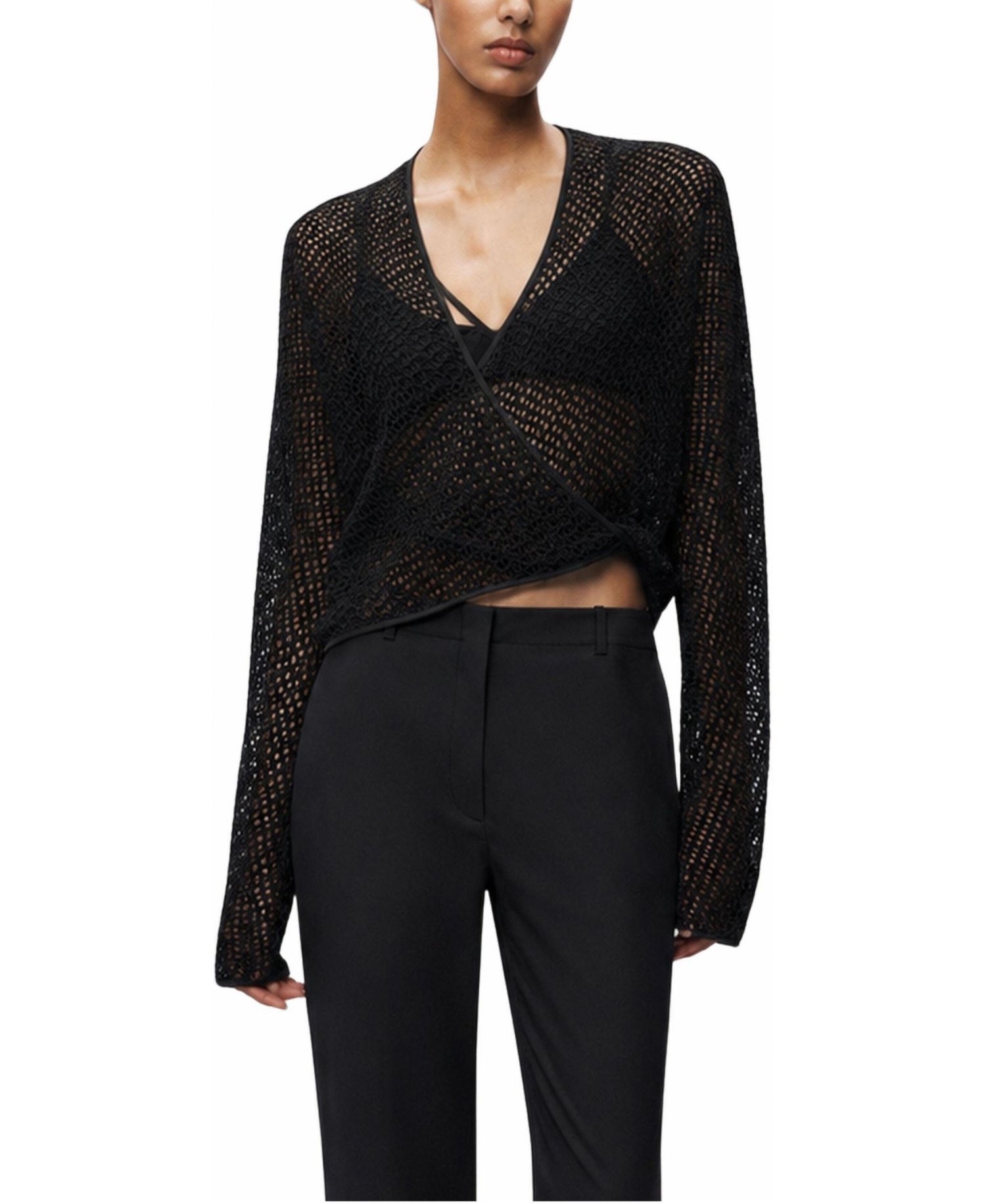 Women's Wrap Mesh Blouse