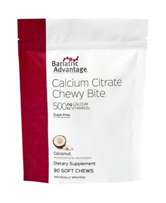 Bariatric Advantage Calcium Citrate Chewy Bites 500 mg - Highly Absorbable and Digestible - Vitamin D3 - Easily Chewable Calcium Supplement - 90 Count