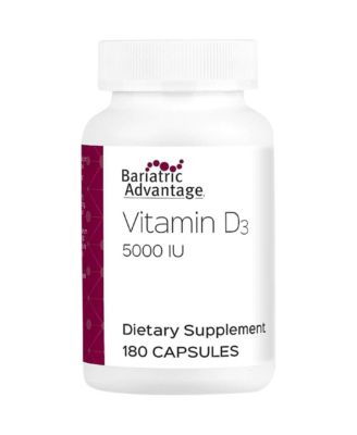 Vitamin D3 5,000 IU - Bariatric Vitamin D Capsules - Water-Miscible - Bone Strength Support - Easy Swallow Capsule - 180 Count