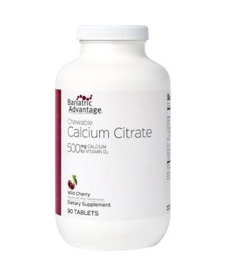 Calcium Citrate Chewable 500 mg - for Bariatric Surgery Patients - High-Potency, Easy-Digest Tablets - Wild Cherry