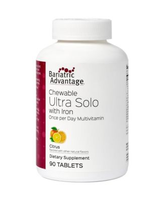 Chewable Ultra Solo with Iron Once Per Day Daily Multivitamin for Bariatric Patients with Thiamin, Vitamin A 90 Tablets