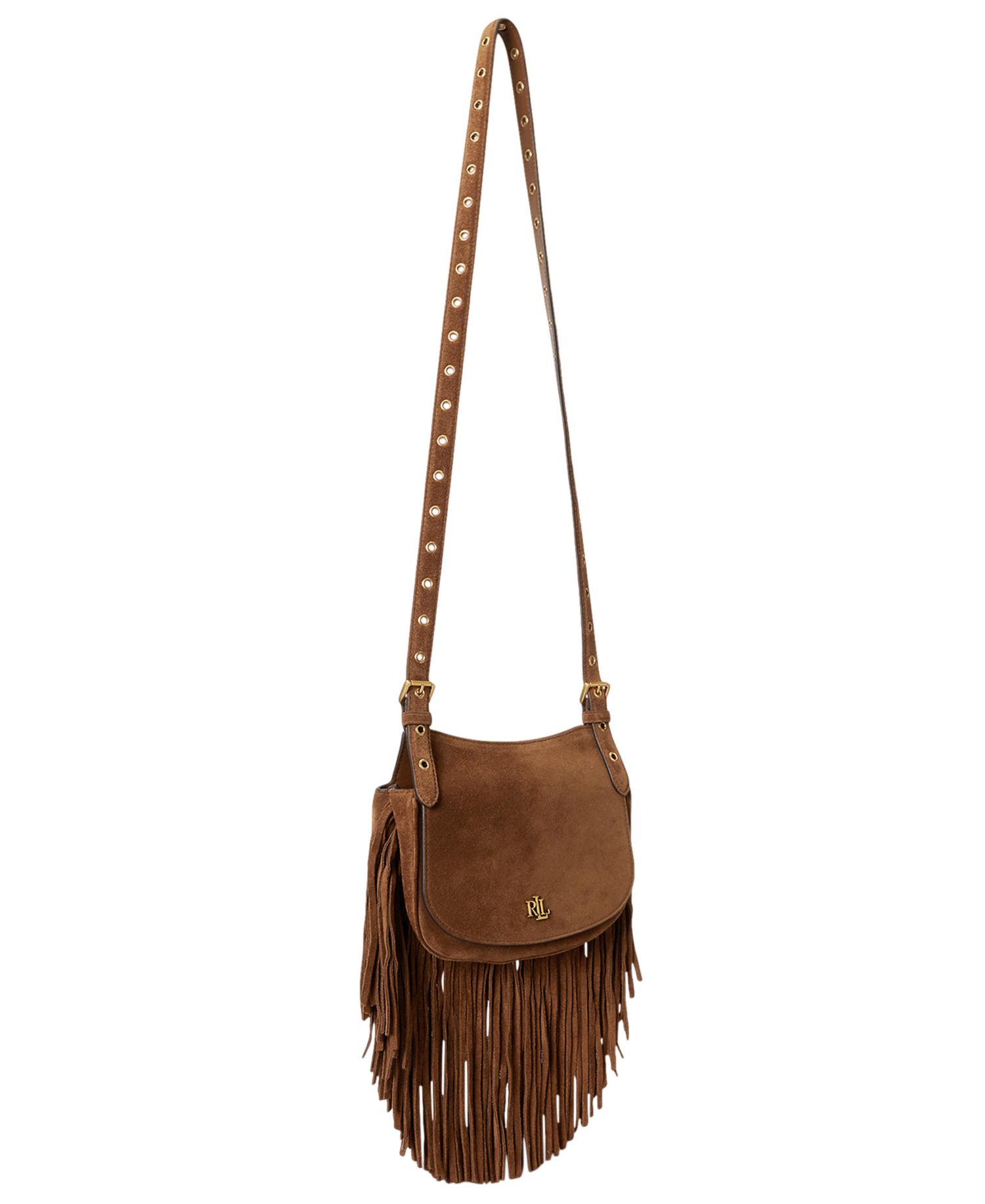 Marcy Suede Fringe Trim Small Crossbody Handbag