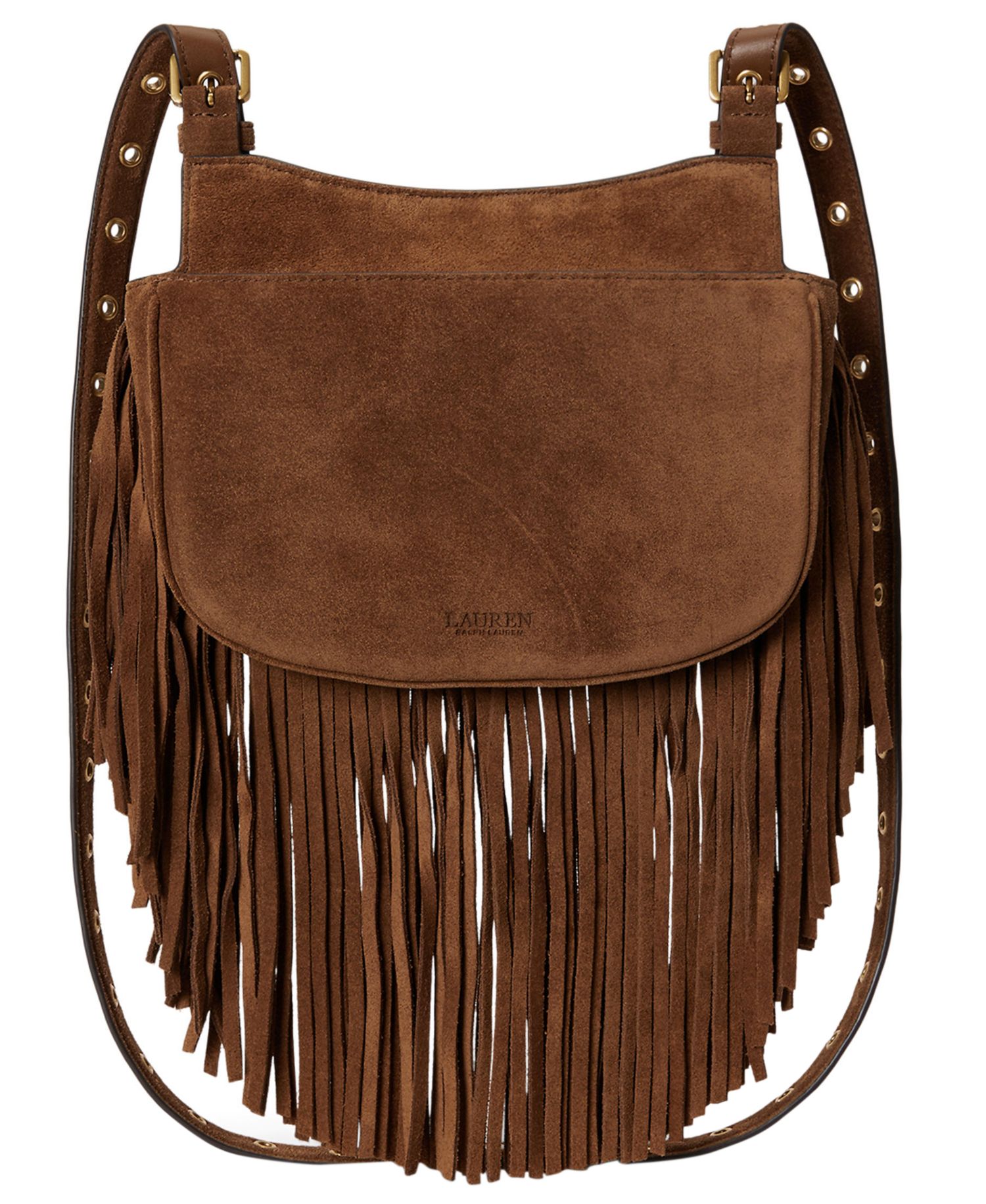 Marcy Suede Fringe Trim Small Crossbody Handbag