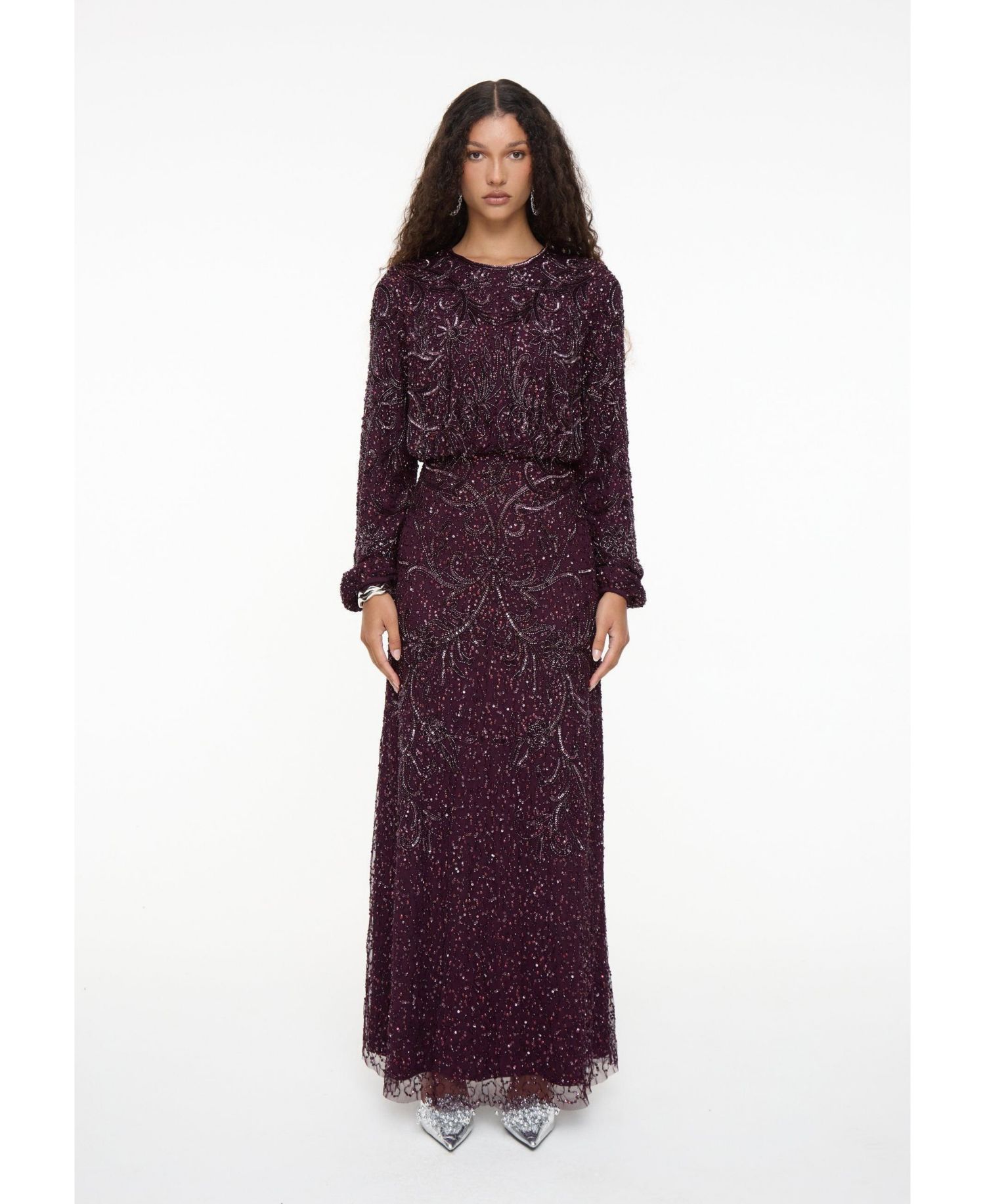 Women's Modest Embellished Sequin Dress