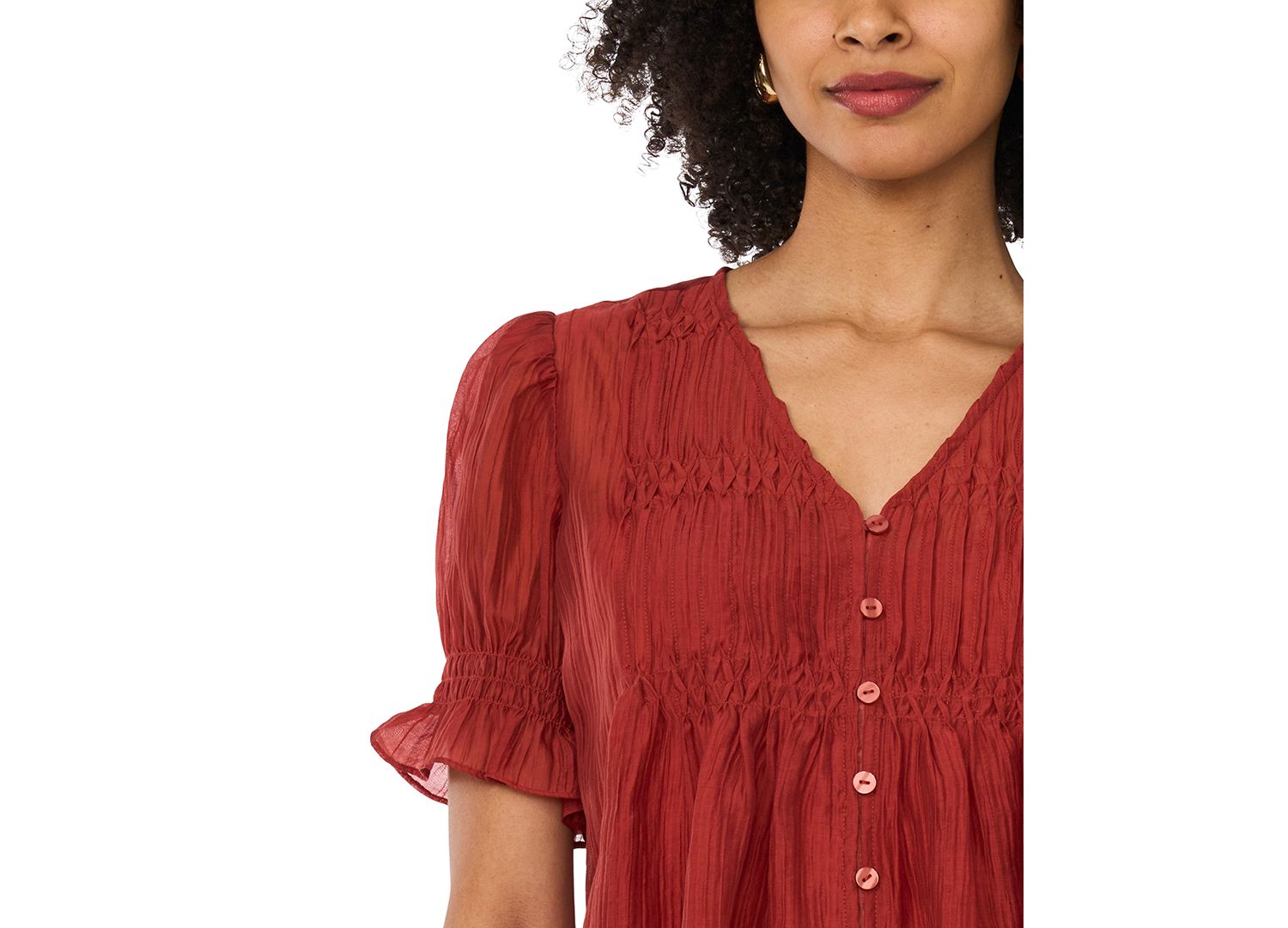 Women's Pintuck Short-Sleeve Top