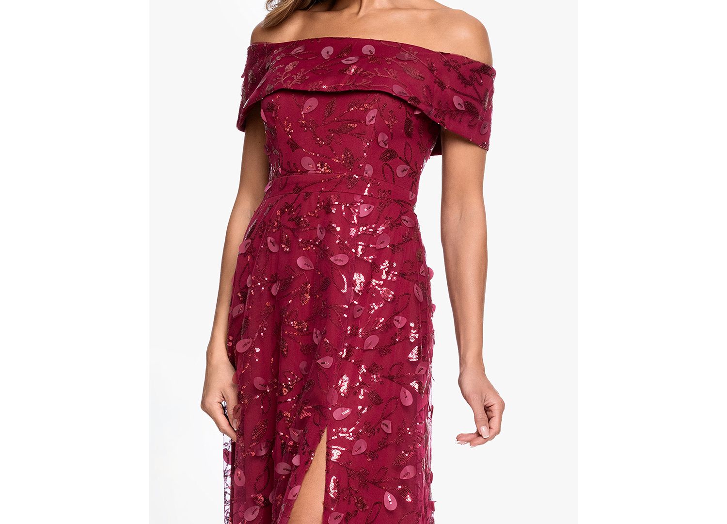 Women's Off-The-Shoulder 3D Embroidered Mesh Ball Gown