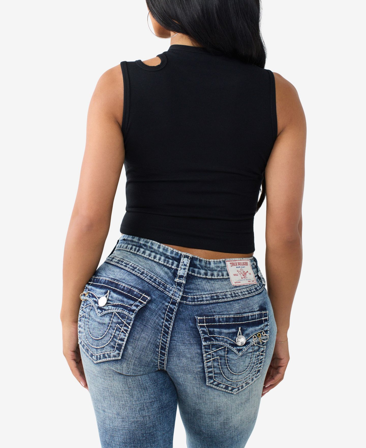 Женский топ True Religion Crystal Cut-Out Rib, цвет: Угольно-чёрный — фото 4