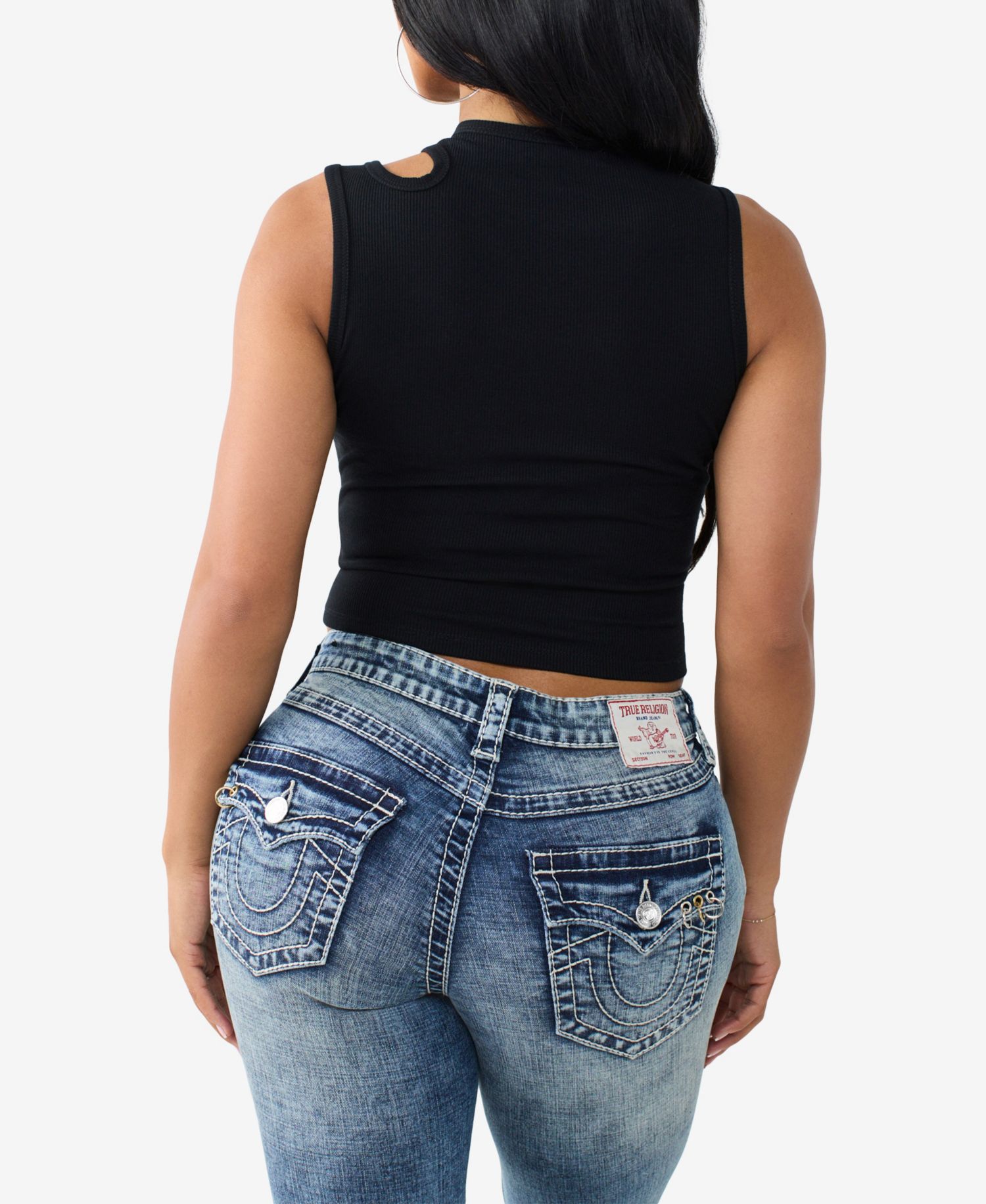 Women's Crystal Cut-Out Rib Top