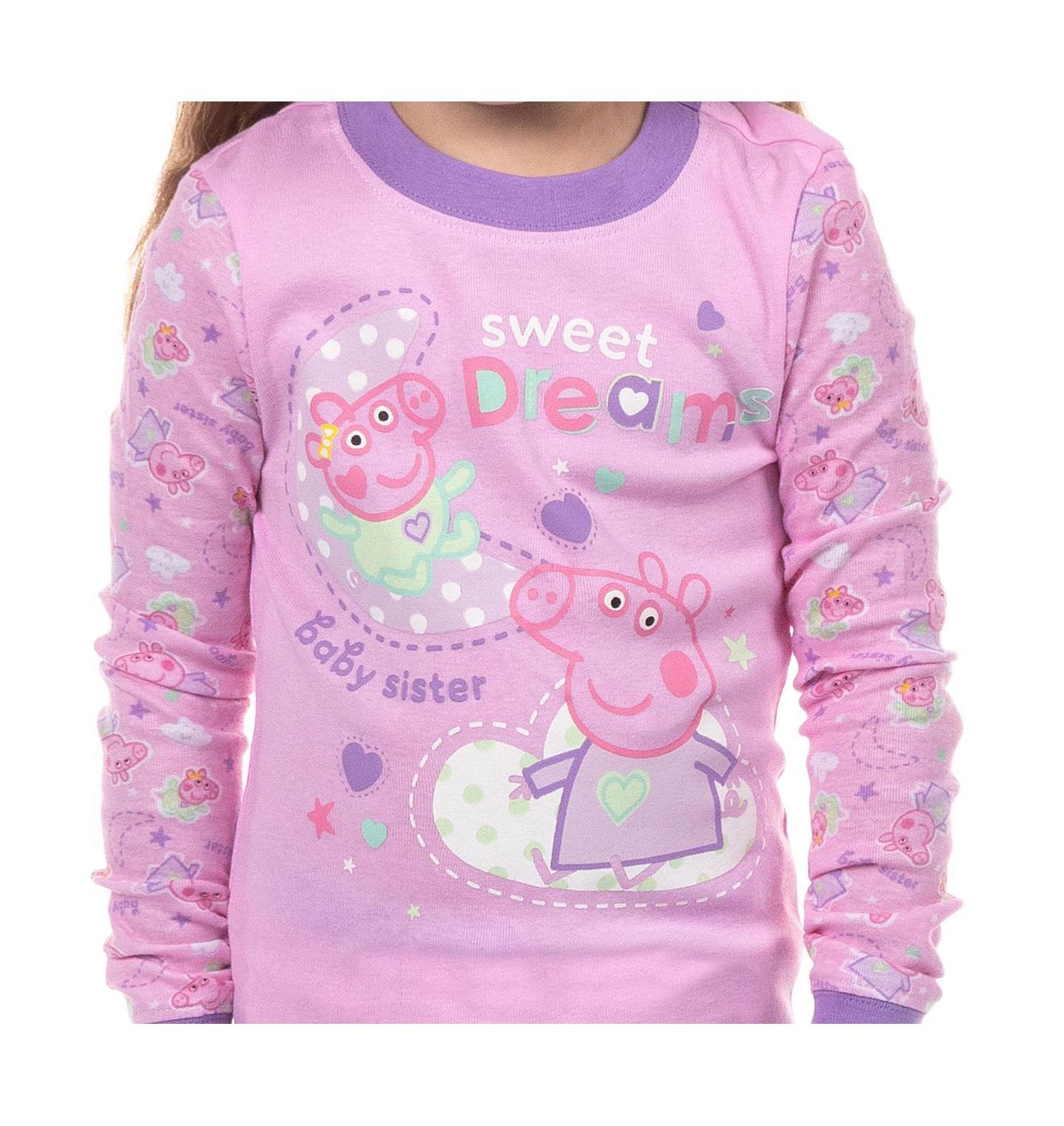 Toddler Girls Pajamas 2T-6 Sweet Dreams 2Piece Tight Fit Long-Sleeve Shirt Pajama Pant Set