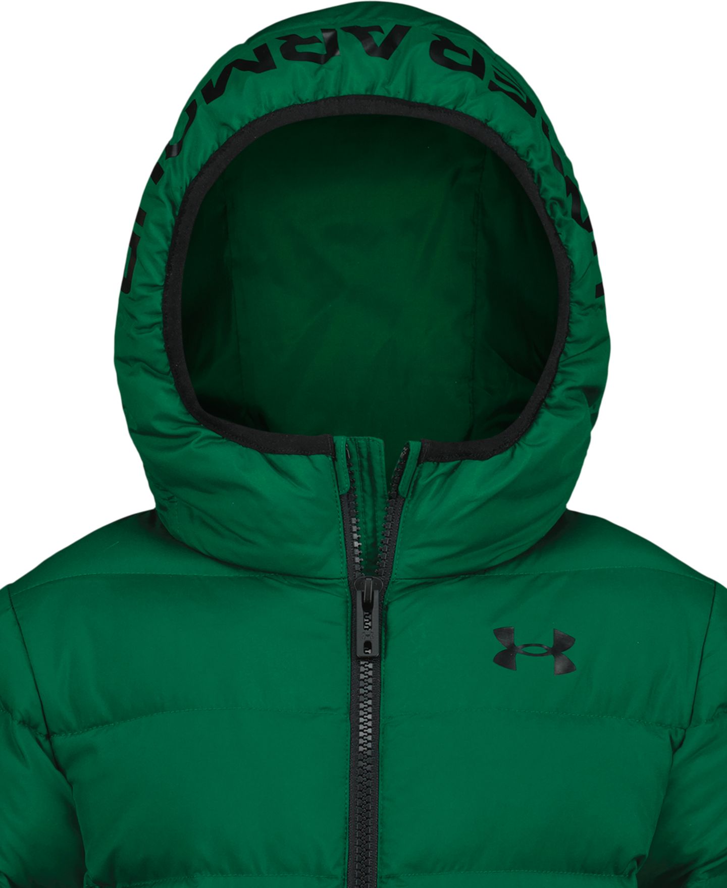 Куртка Under Armour Logo Full-Zip Puffer Hooded Jacket для мальчиков, цвет: Бежевый / Чёрный — фото 20