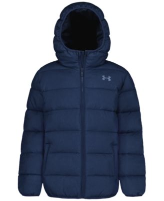 Boys' 8-20 Solid Logo Full-Zip Puffer Hooded Jacket