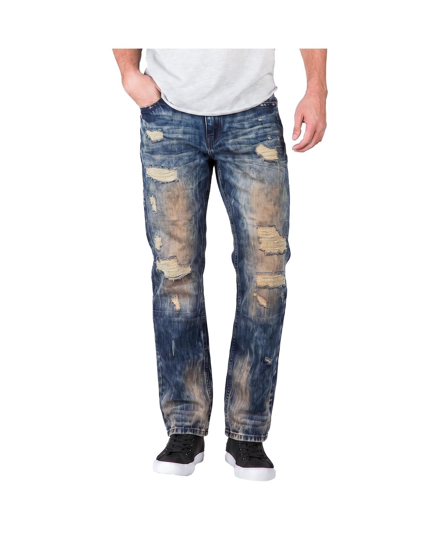 Men's Relaxed Straight Fashion Washed Jeans