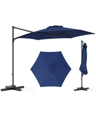 10 Feet Outdoor Cantilever Umbrella with 360-Degree Rotation Air Vent Cross Base Included Patio